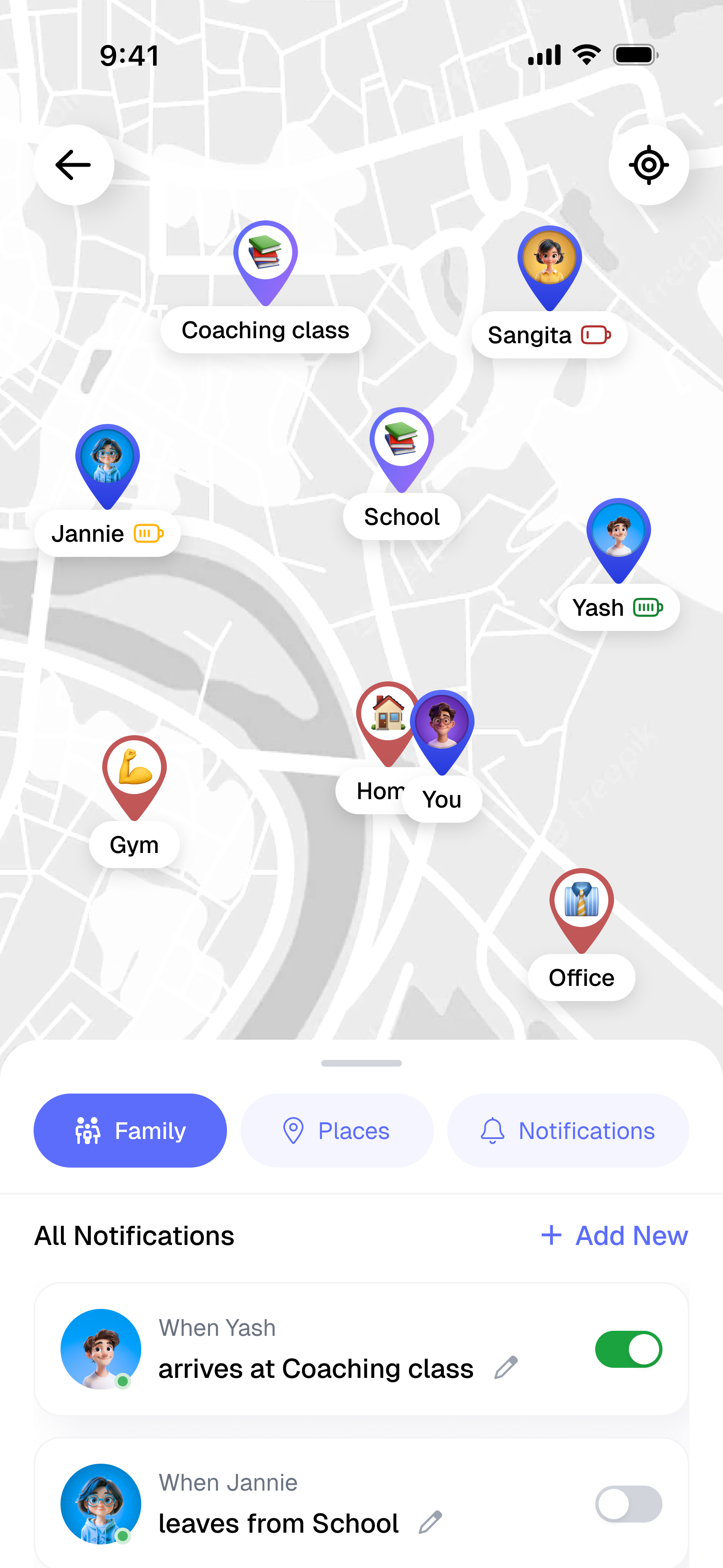 Location module — consent-based family location tracking